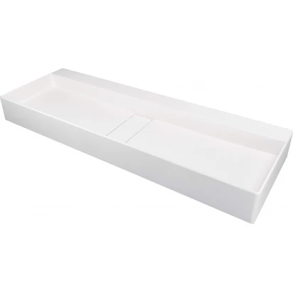 Umywalka nablatowa granitowa 100x40 z maskownicą Deante BLUR CQB AU1S alabaster