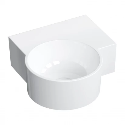 Umywalka nablatowa/wisząca 33x34 prawa Omnires OVO M+ OVO335UWPBP biały polysk