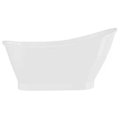 Wanna wolnostojąca 160x68 z białym korkiem klik-klak czyszczonym od góry Besco GLORIA MATT #WMMB-160GLW biała połysk/biała mat