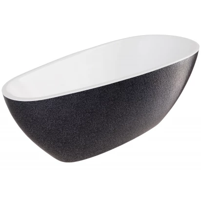 Wanna wolnostojąca przyścienna 160x73 + grafitowa maskownica syfonu z przelewem Besco GOYA A-LINE GLAM #WA-160-GGG grafitowa