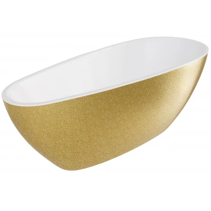 Wanna wolnostojąca przyścienna 170x80 + złota maskownica syfonu z przelewem Besco GOYA A-LINE GLAM #WA-170-GZZ złota