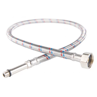 Wężyk 60 cm w oplocie stalowym do baterii długa końcówka M10 1/2 Ferro WBS26 / C021609004