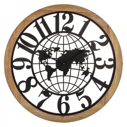 Zegar dekoracyjny metalowy 34cm mapa świata Retro 143150