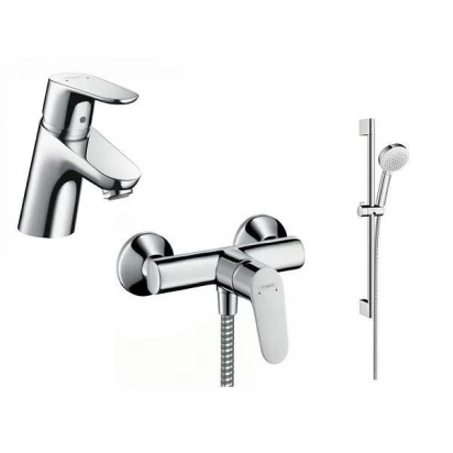 Zestaw baterii 3w1 Focus 70: bateria umywalkowa, wannowa, zestaw natryskowy Hansgrohe FOCUS 52056446