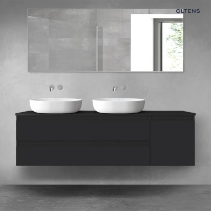 Zestaw mebli łazienkowych 160 cm z blatem Oltens VERNAL 68479300 czarny mat