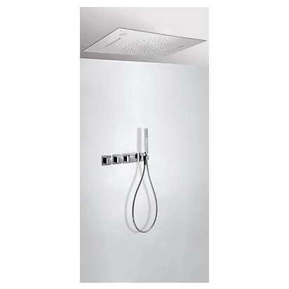 Zestaw natryskowy podtynkowy z głowicą prostokątną 800x500 mm z kaskadą, termostatyczny Tres CHROMOTERAPIA 207.254.04