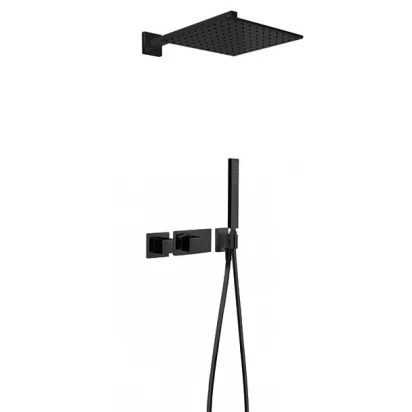 Zestaw natryskowy z baterią termostatyczną Tres BLOCK SYSTEM 20725201NM czarny mat