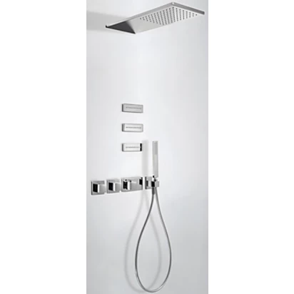 Zestaw natryskowy z głowicą prostokątną 210x547 mm z baterią termostatyczną, z natryskiem punktowym Tres TRESMOSTATIC 207.253.01