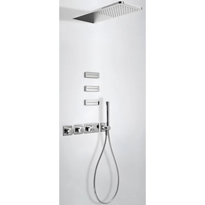 Zestaw natryskowy z głowicą prostokatną 210x550 mm z baterią termostatyczną, z natryskiem punktowym Tres TRESMOSTATIC 207.353.01