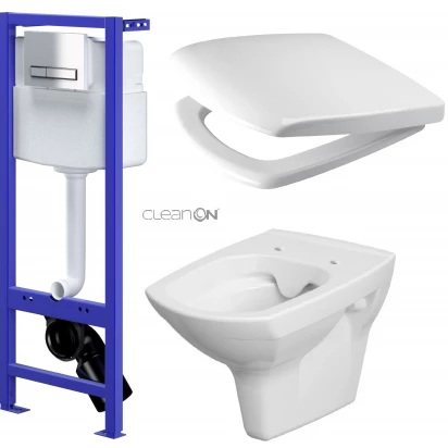 Zestaw podtynkowy SET 551 HI-TEC z miską WC wiszącą CARINA Clean On, z deską duroplastową wolnoopadającą Cersanit CARINA S701-044