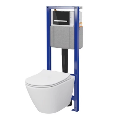 Zestaw podtynkowy WC Cersanit  SYSTEM 40 MECH / CITY OVAL / PILOT / S4005-017 przycisk szkło czarne