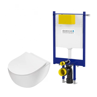 Zestaw podtynkowy WC: miska WC Deante OREGANO PEONIA + deska wolnoopadająca + stelaż podtynkowy Schwab SLIM T02-2116-0250, CDOD6ZPW