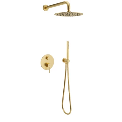 Zestaw prysznicowo-wannowy podtynkowy z deszczownicą 25 cm, 3-funkcyjny Excellent PI AREX.SET.1247GB złoty szczotkowany