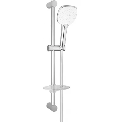 Zestaw prysznicowy na drążku 60 cm kwadratowy z mydelniczką Oltens DRIVA EASYCLICK (S) 36005110 chrom/biały