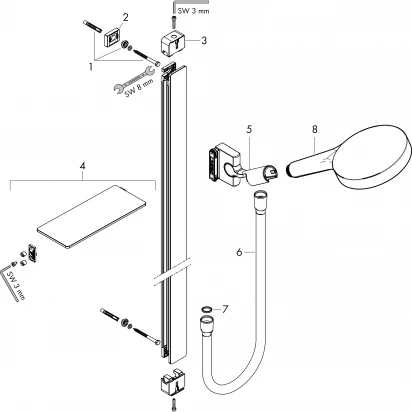 Zestaw prysznicowy na drążku EcoSmart 150 cm podtynkowy z mydelniczkami Hansgrohe RAINFINITY 27674000