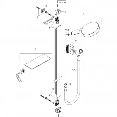 Zestaw prysznicowy na drążku EcoSmart 90 cm podtynkowy z mydelniczką Hansgrohe RAINFINITY 27672000