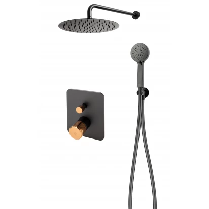 Zestaw prysznicowy podtynkowy FDesign ARDESIA FD1-ARD-7PSET1-25 różowe złoto/czarny