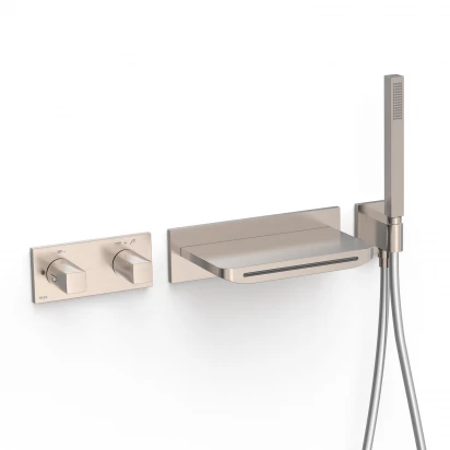 Zestaw prysznicowy podtynkowy termostatyczny 2-drożny z wylewką Tres B-SYSTEM 30725207AC stal