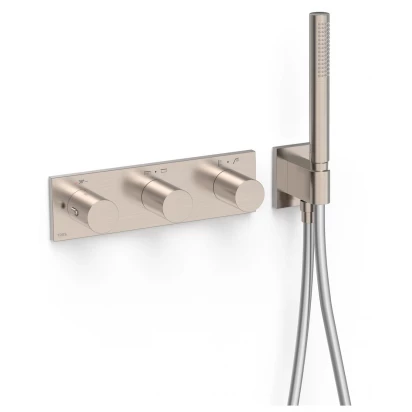 Zestaw prysznicowy podtynkowy termostatyczny 4-drożny + natrysk punktowy Tres B-SYSTEM 30735401AC stal