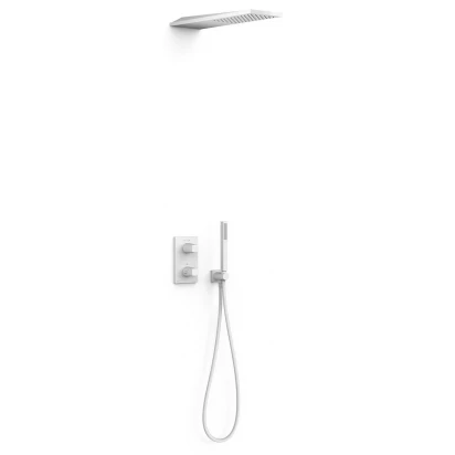 Zestaw prysznicowy podtynkowy termostatyczny i deszczownicą ścienną Tres PROJECT TRES 21125005BM biały mat
