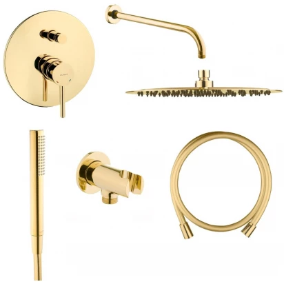 Zestaw prysznicowy podtynkowy z deszczownicą 30 cm Oltens MOLLE 36600800 złoty połysk