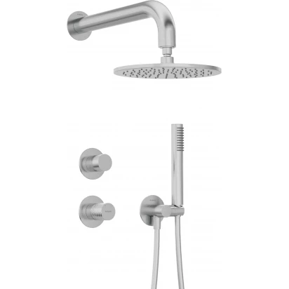 Zestaw prysznicowy podtynkowy z deszczownicą Deante SILIA HEXA NHS F9YK stal szczotkowana