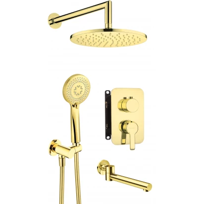 Zestaw prysznicowy podtynkowy z wylewką wannową Deante ARNIKA BXYYZQAM złoty