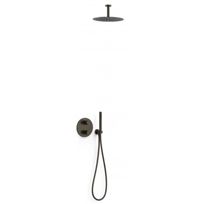 Zestaw wannowo-prysznicowy podtynkowy Therm-box z deszczownicą górną Tres STUDY EXCLUSIVE 26225003KMB czarny brąz