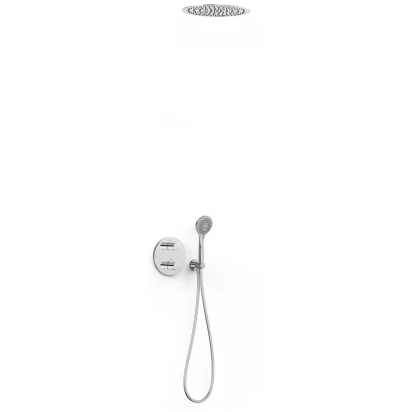 Zestaw wannowo-prysznicowy podtynkowy z termostatem + deszczownica sufitowa + natrysk punktowy Tres THERM-BOX 20425005