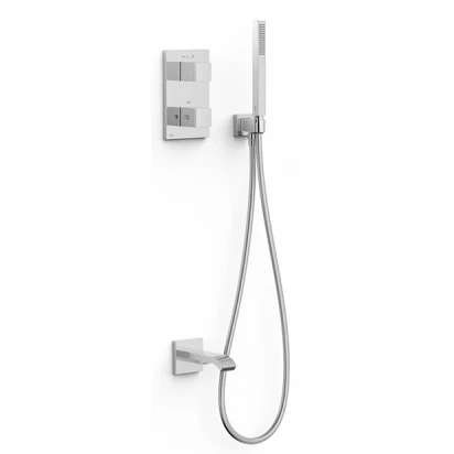 Zestaw wannowo-prysznicowy podtynkowy z termostatem z wylewką Tres THERM-BOX 00625006