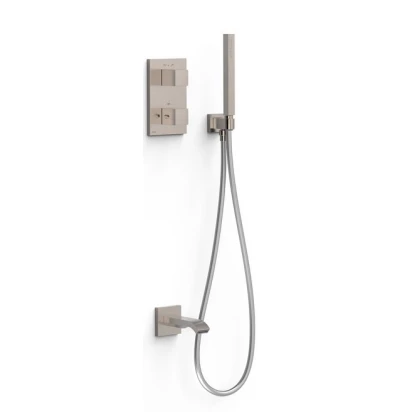 Zestaw wannowo-prysznicowy podtynkowy z termostatem z wylewką Tres THERM-BOX 00625006AC stal