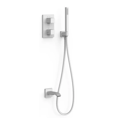 Zestaw wannowo-prysznicowy podtynkowy z termostatem z wylewką Tres THERM-BOX 00625006BM biała mat