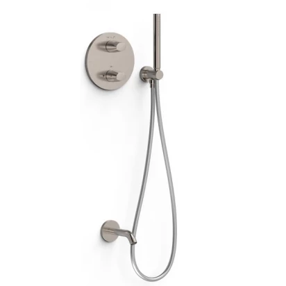 Zestaw wannowo-prysznicowy podtynkowy z termostatem z wylewką Tres THERM-BOX 28125006AC stal