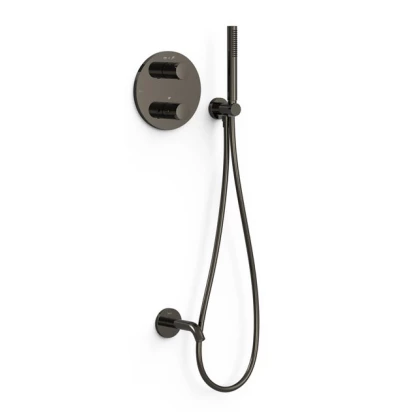 Zestaw wannowo-prysznicowy podtynkowy z wylewką Tres THERM-BOX 26225006KM czerń metalizowana