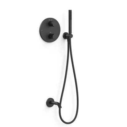 Zestaw wannowo-prysznicowy podtynkowy z wylewką Tres THERM-BOX 26225006NM czarna mat