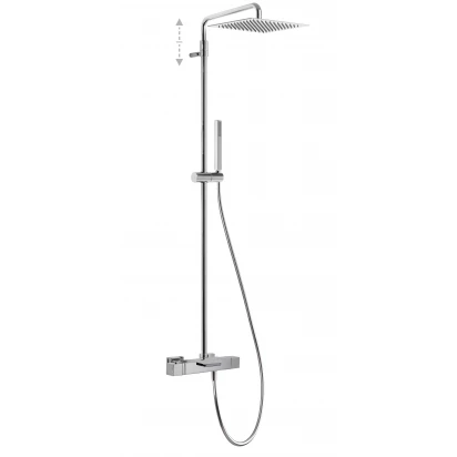Zestaw wannowy ścienny z głowicą kwadratową 300 mm z baterią termostatyczną, z wylewką typu kaskada Tres CUADRO-TRES 007.312.01