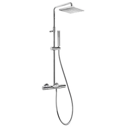 Zestaw wannowy z glowicą kwadratową 250 mm z baterią termostatyczną, z wylewką typu kaskada, z natryskiem punktowym Tres CLASS-TRES 205.312.01
