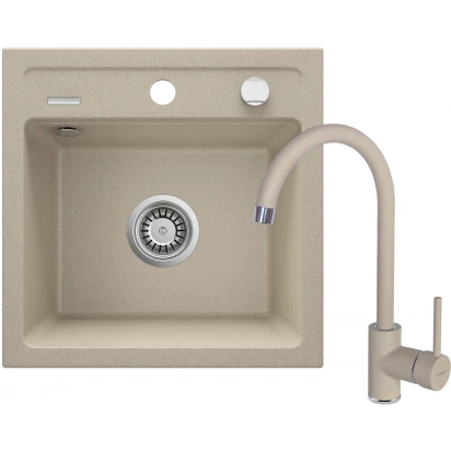 Zlew granitowy 1-komorowy Deante ZORBA + bateria NEMEZJA ZQZA7103