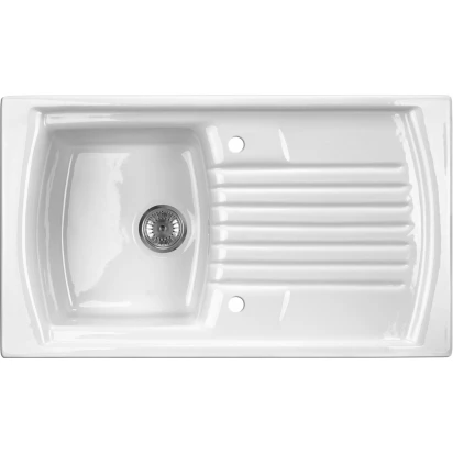 Zlewozmywak ceramiczny 1-komorowy 86x50 z ociekaczem Deante LUSITANO ZCL 611N biały