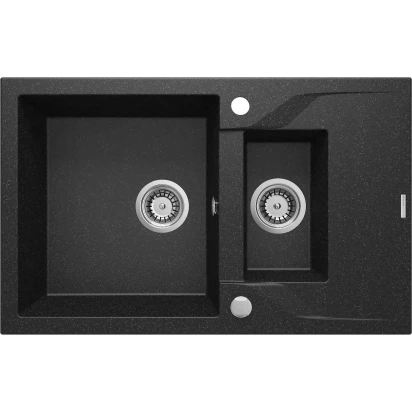 Zlewozmywak granitowy 1,5-komorowy 78x49 z krótkim ociekaczem Deante ANDANTE ZQN 2513 grafitowy