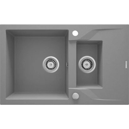 Zlewozmywak granitowy 1,5-komorowy 78x49 z krótkim ociekaczem Deante ANDANTE ZQN S513 szary metalik