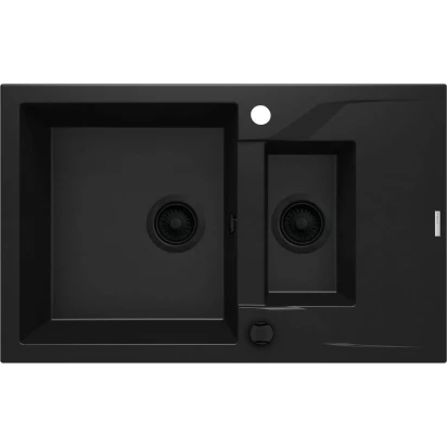 Zlewozmywak granitowy 1,5-komorowy z ociekaczem Deante ANDANTE NERO ZQN N513 czarny mat