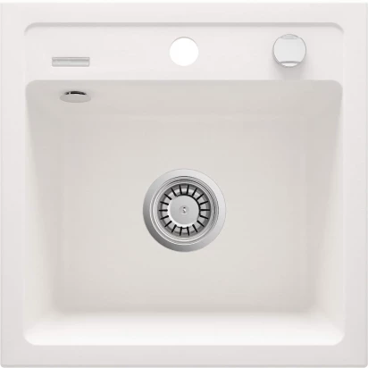 Zlewozmywak granitowy 1-komorowy 44x44 bez ociekacza Deante ZORBA ZQZ A103 alabaster