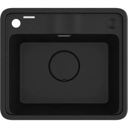 Zlewozmywak granitowy 1-komorowy 50x44 z korkiem automatycznym Deante MOMI ZKM G103 grafit metalik