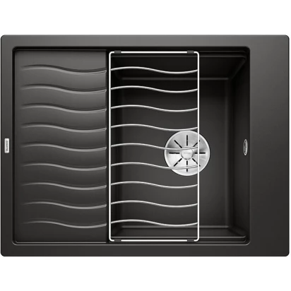 Zlewozmywak granitowy 1-komorowy 65x50 z ociekaczem + kratka ociekowa Blanco ELON 525880 czarny