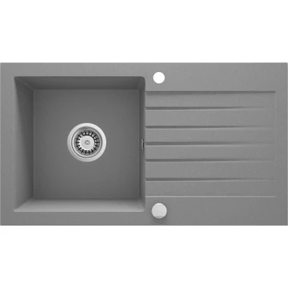 Zlewozmywak granitowy 1-komorowy 76x44 z ociekaczem Deante ZORBA ZQZ S113 szary metalik