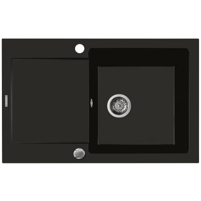 Zlewozmywak granitowy 1 komorowy 79x50 z krótkim ociekaczem Oltens GRAVAN 72100300 czarny mat