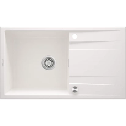 Zlewozmywak granitowy 1-komorowy 86x50x19 + syfon Space Saver Deante ERIDAN ZQE A113 alabaster