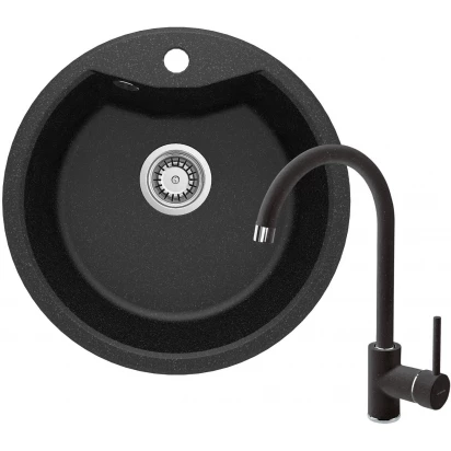 Zlewozmywak granitowy 1-komorowy + bateria Deante SOLIS ZRSB2803