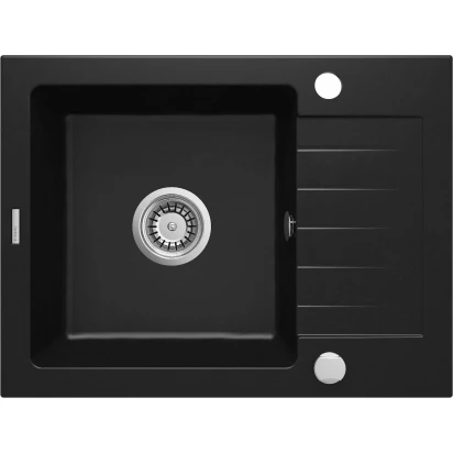 Zlewozmywak granitowy 1-komorowy z krótkim ociekaczem Deante ZORBA NERO ZQZ N11A czarny mat